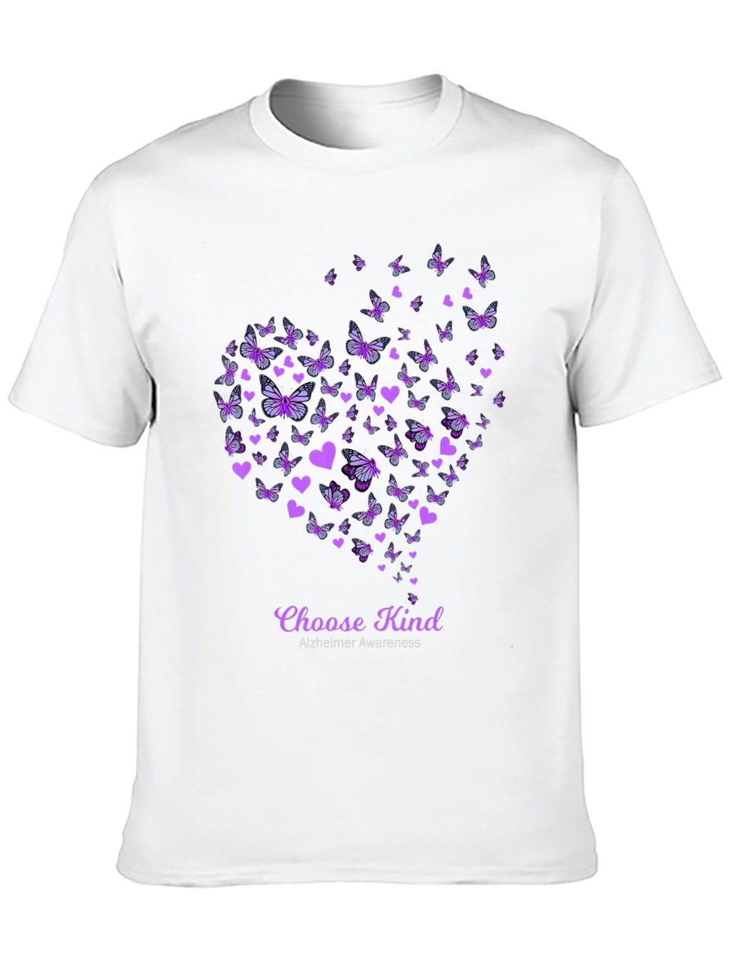 Choose Kind Alzheimers Awareness Butterfly Heart T-Shirt