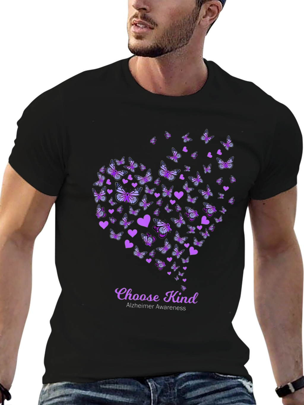 Choose Kind Alzheimers Awareness Butterfly Heart T-Shirt