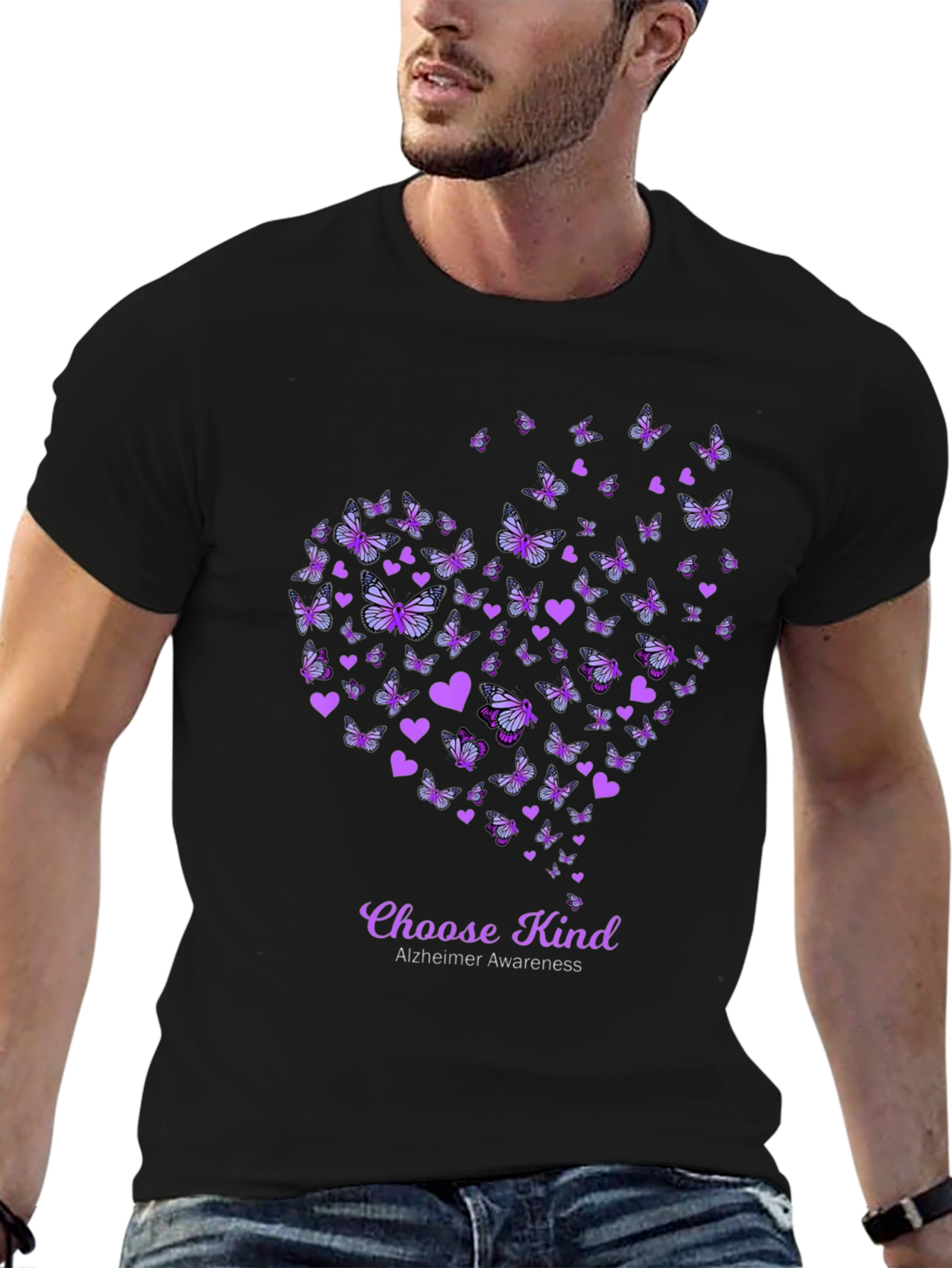 Choose Kind Alzheimers Awareness Butterfly Heart T-Shirt
