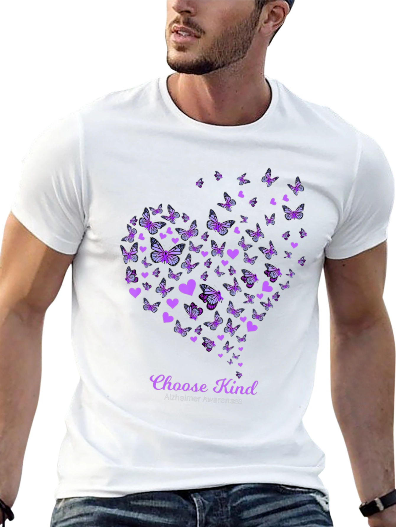 Choose Kind Alzheimers Awareness Butterfly Heart T-Shirt