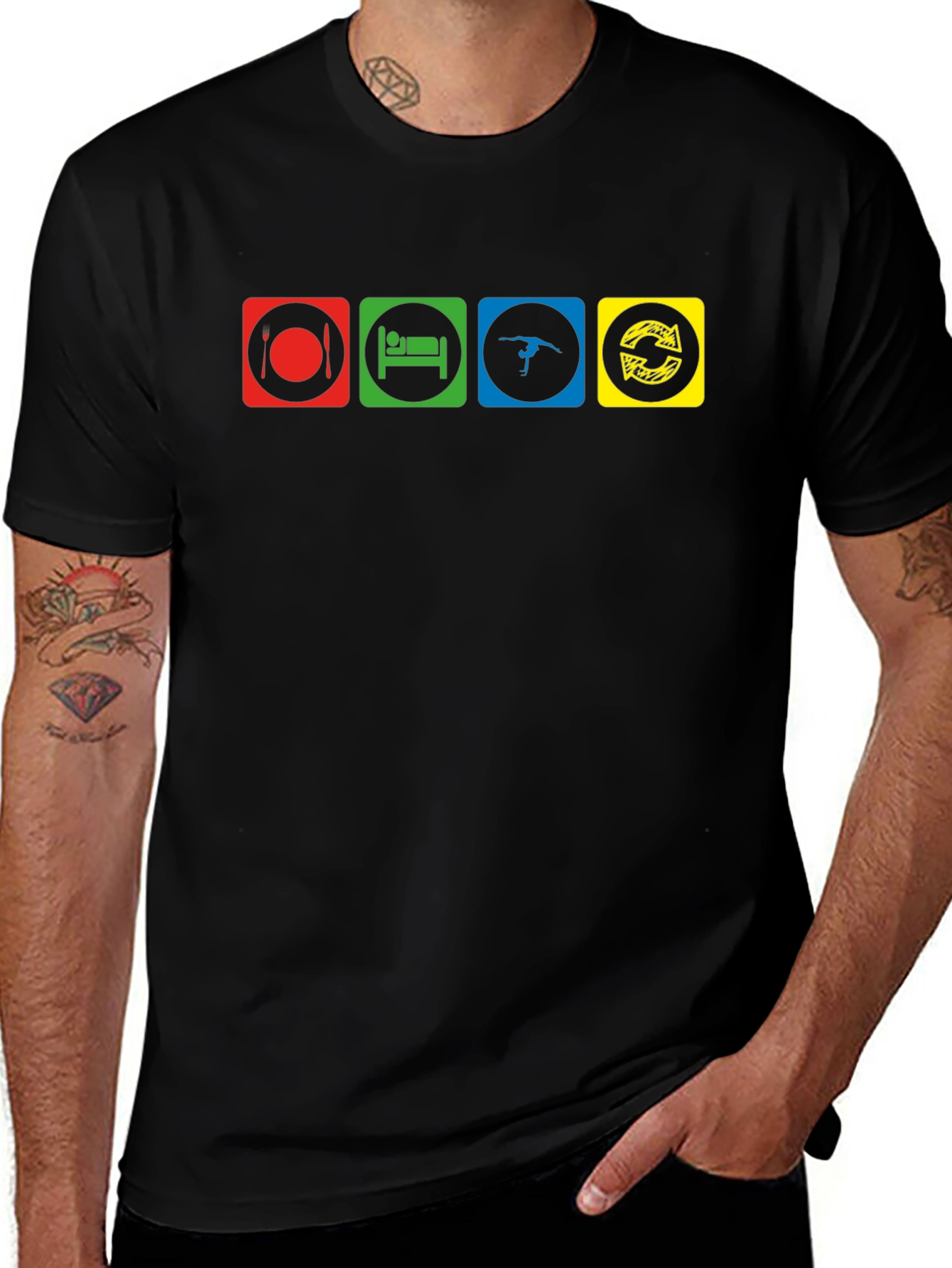 Eat Sleep Gymnastics Repeat Black T-Shirt