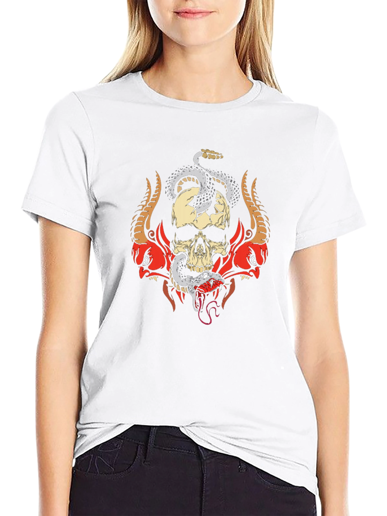 Skull & Snake Graphic Tee - Edgy Style