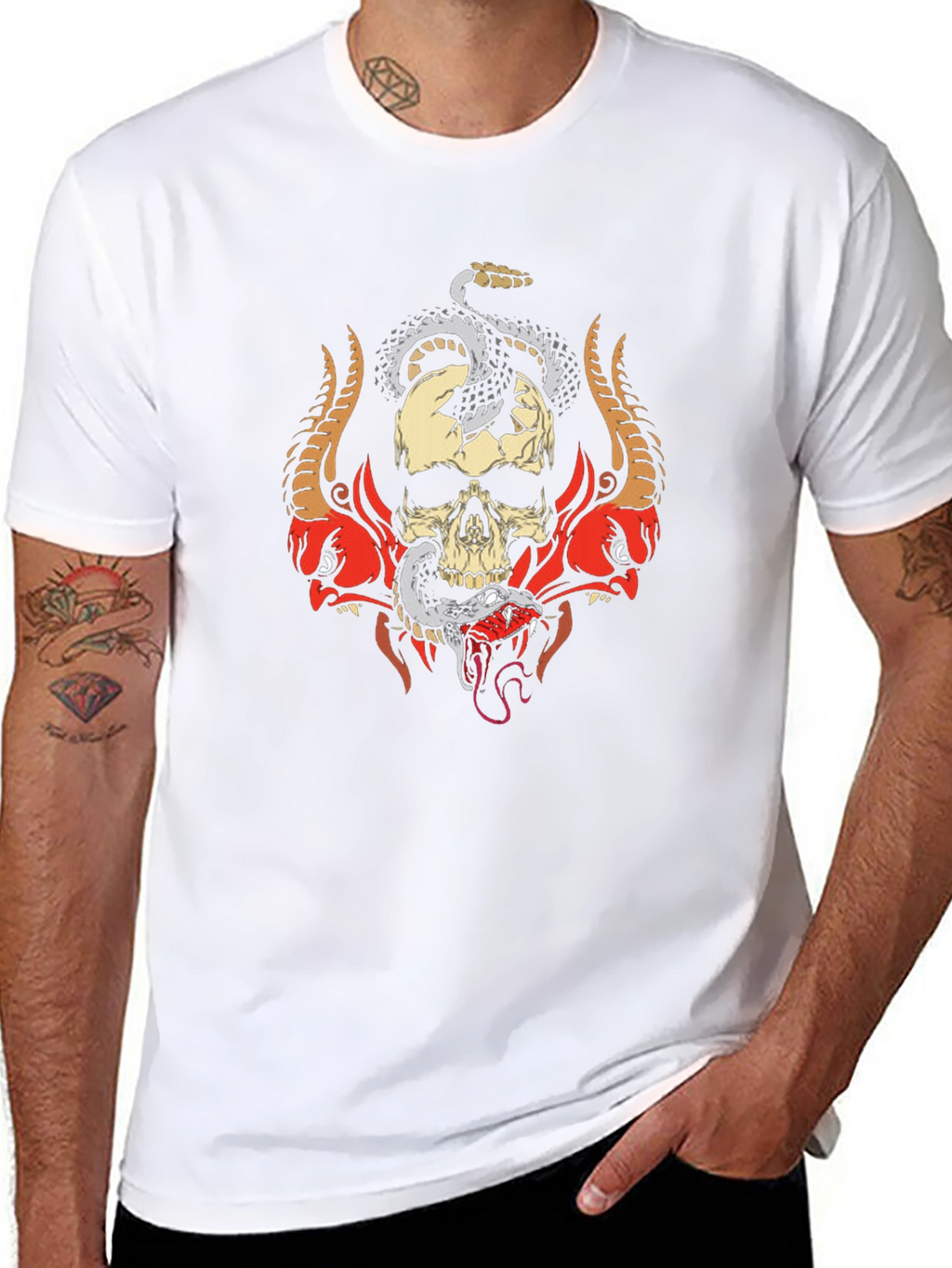 Skull & Snake Graphic Tee - Edgy Style