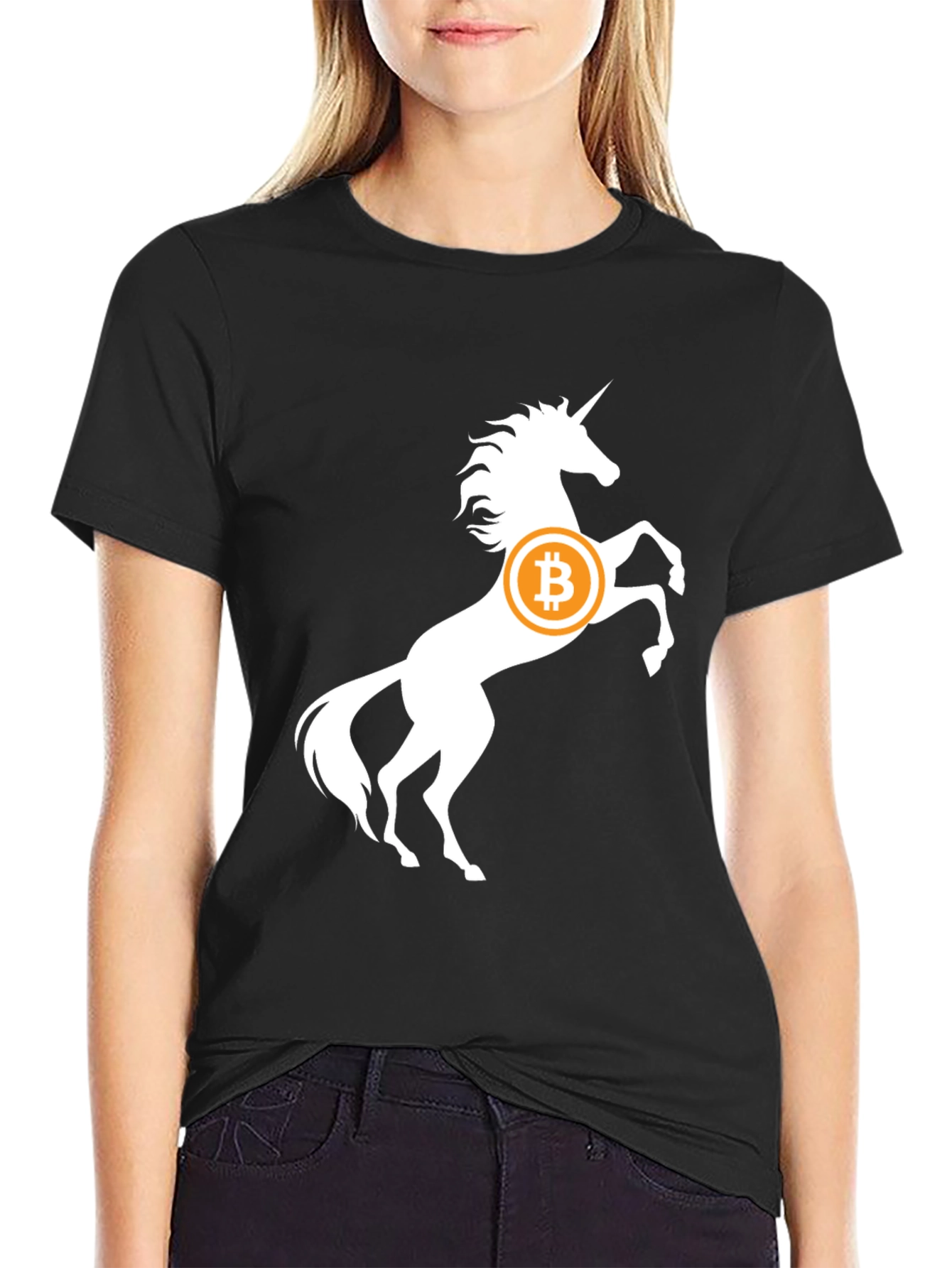 Bitcoin Unicorn Black T-Shirt - Crypto Tee