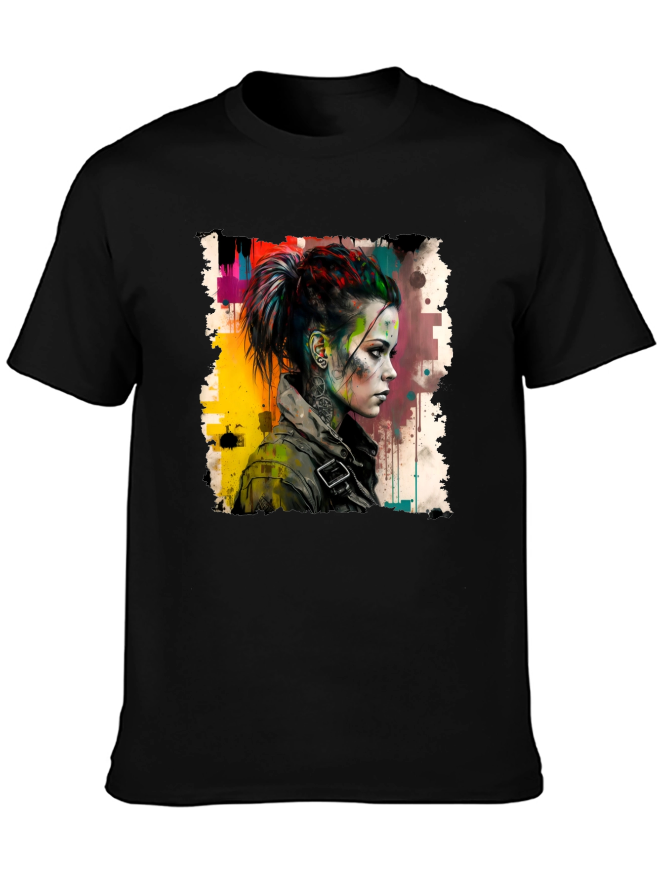 Edgy Watercolor Woman Graphic Tee