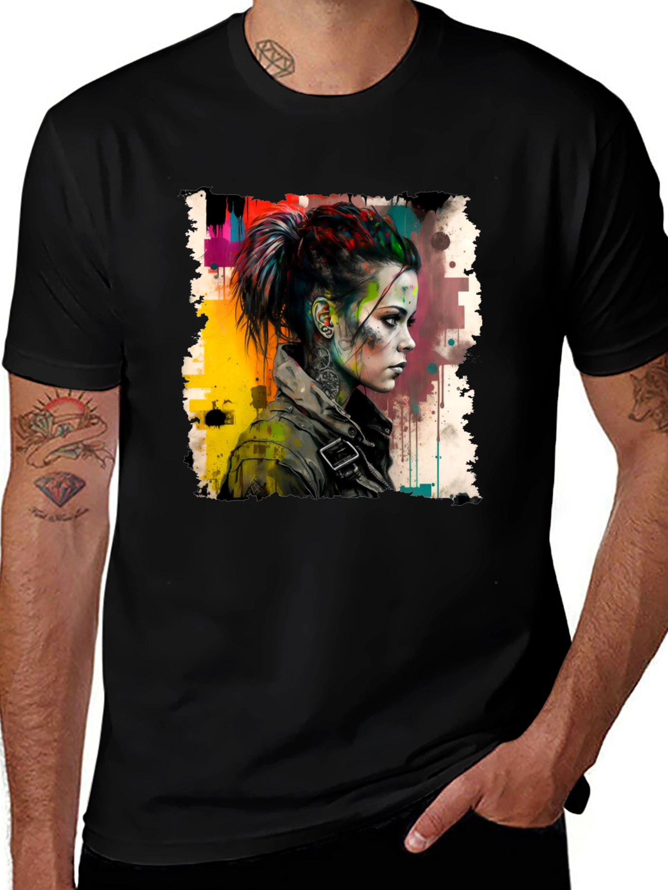 Edgy Watercolor Woman Graphic Tee
