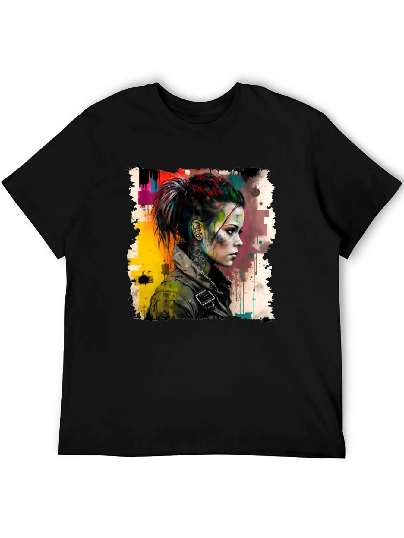 Edgy Watercolor Woman Graphic Tee