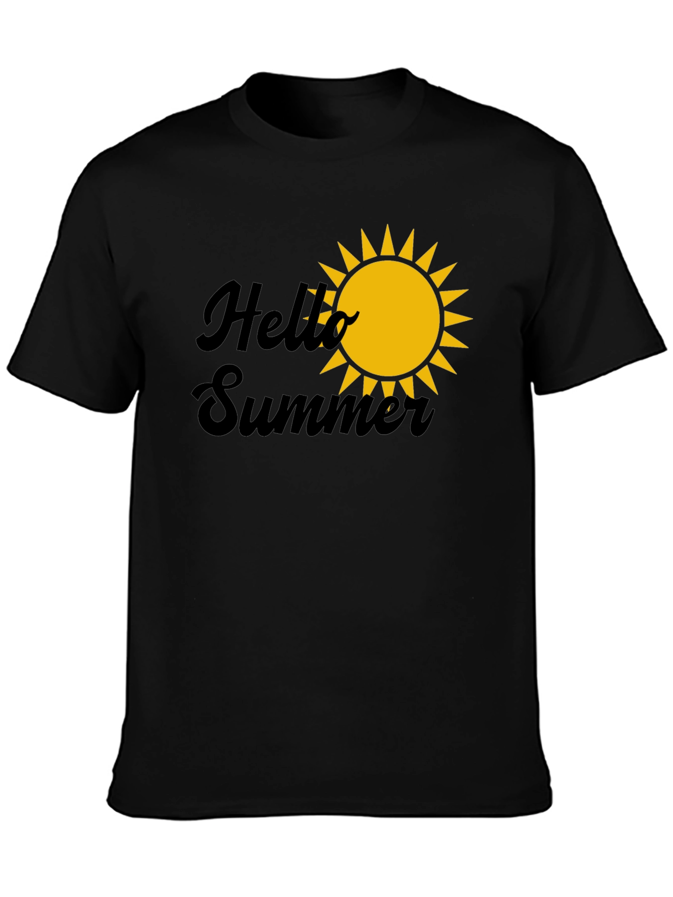 Hello Summer Graphic Tee - Black Cotton T-Shirt