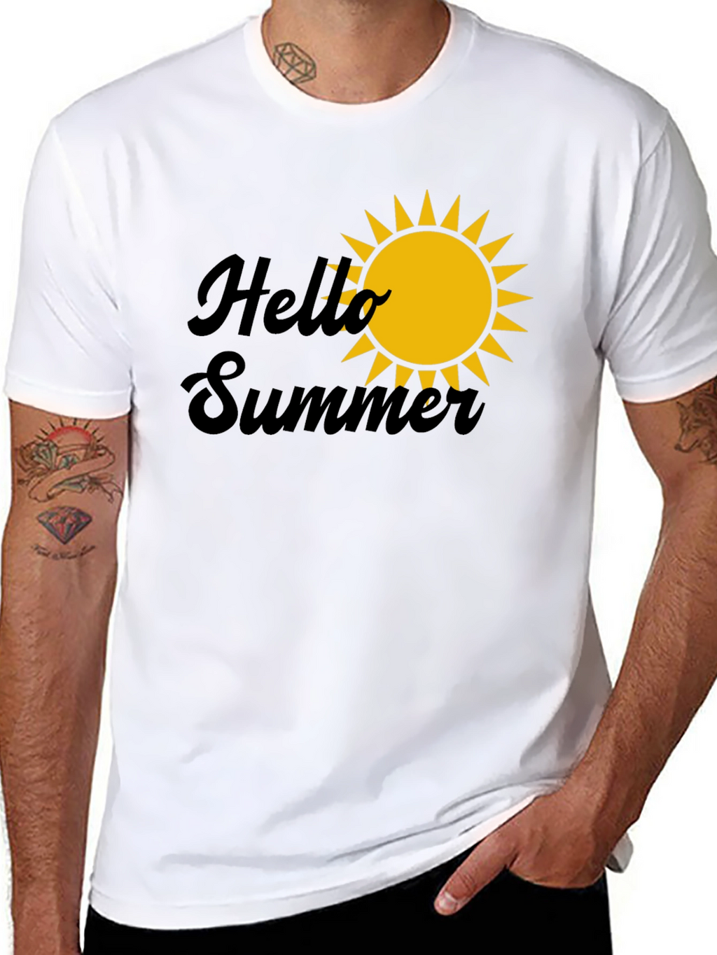 Hello Summer Graphic Tee - Black Cotton T-Shirt