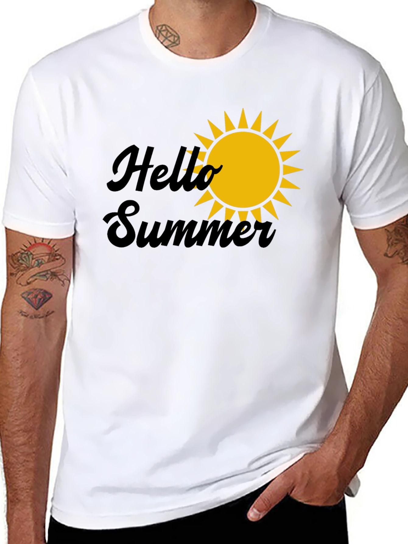 Hello Summer Graphic Tee - Black Cotton T-Shirt