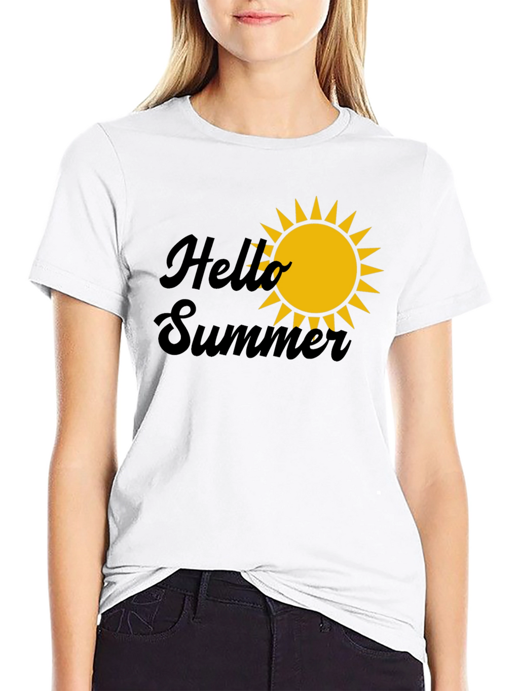 Hello Summer Graphic Tee - Black Cotton T-Shirt