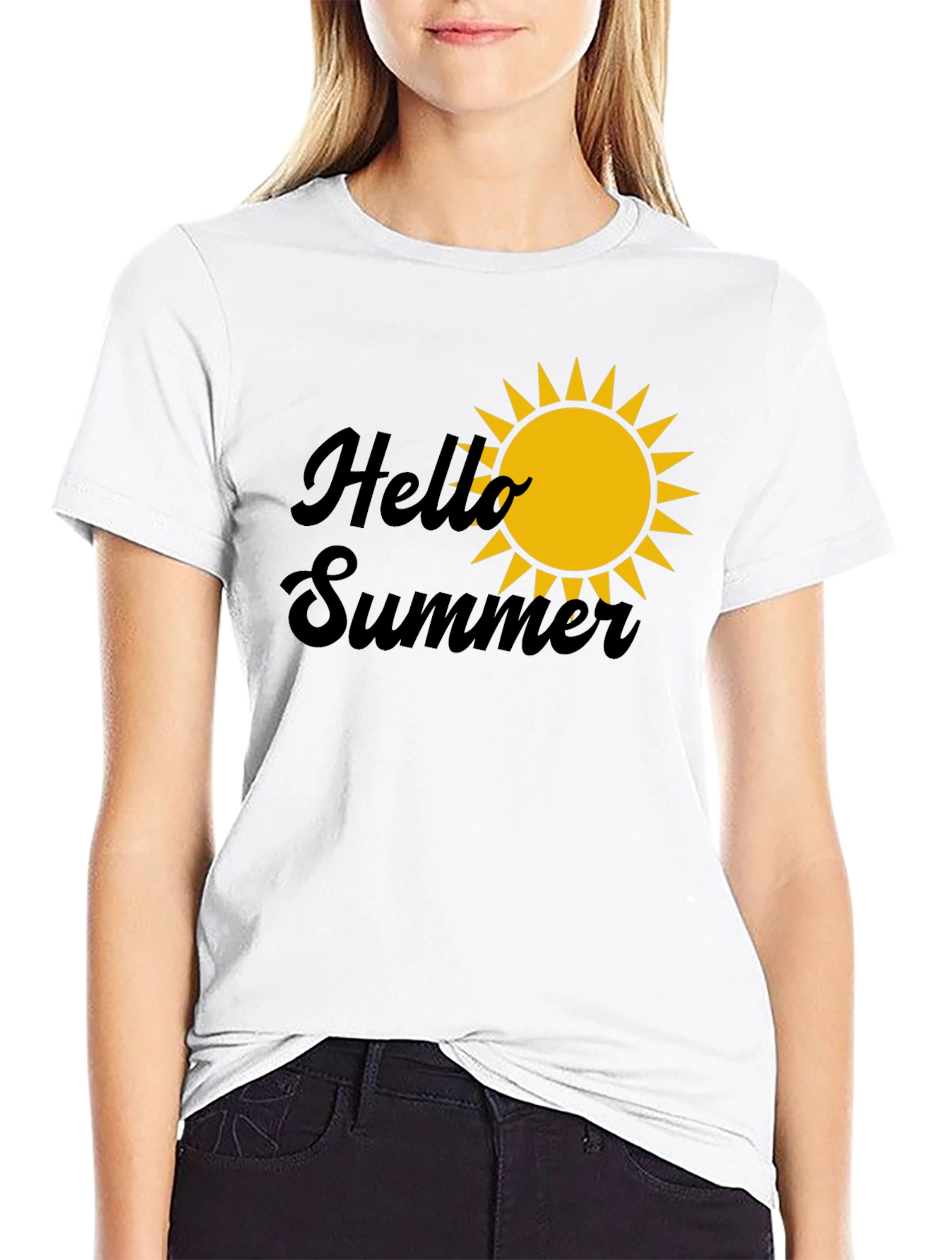 Hello Summer Graphic Tee - Black Cotton T-Shirt