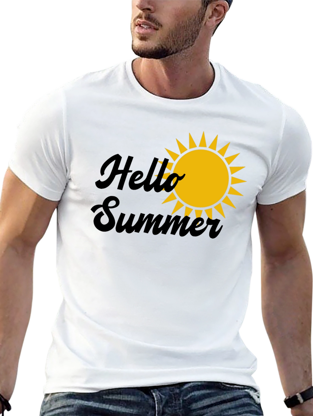 Hello Summer Graphic Tee - Black Cotton T-Shirt