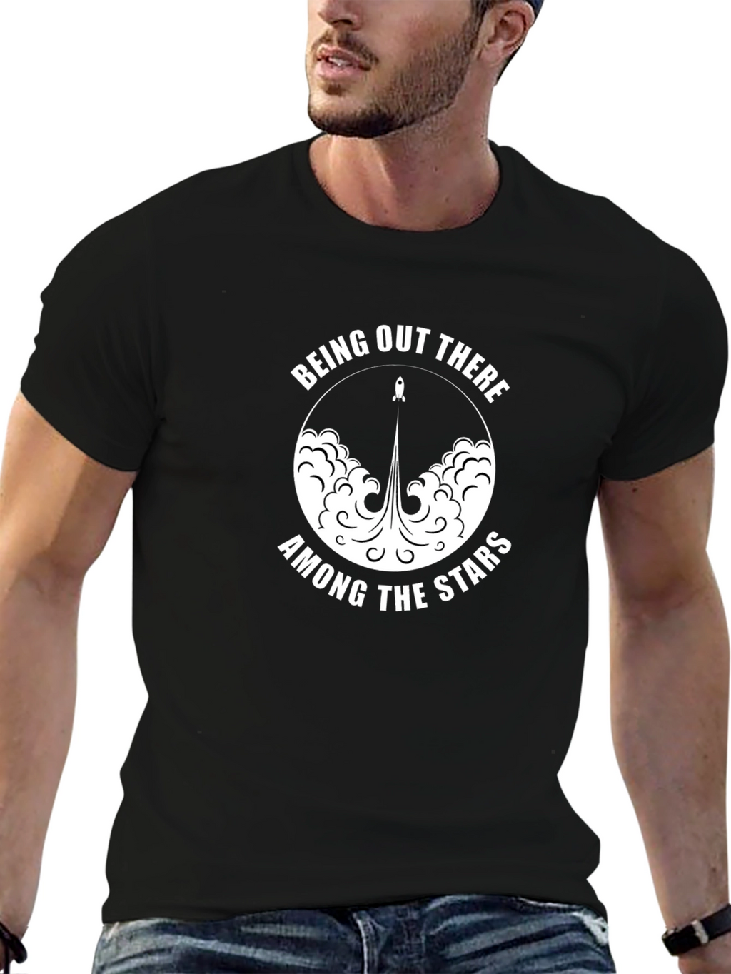 Being Out There Among The Stars Black Tee