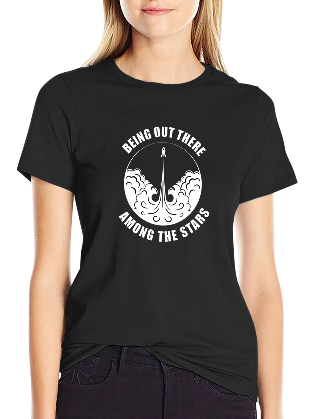 Being Out There Among The Stars Black Tee