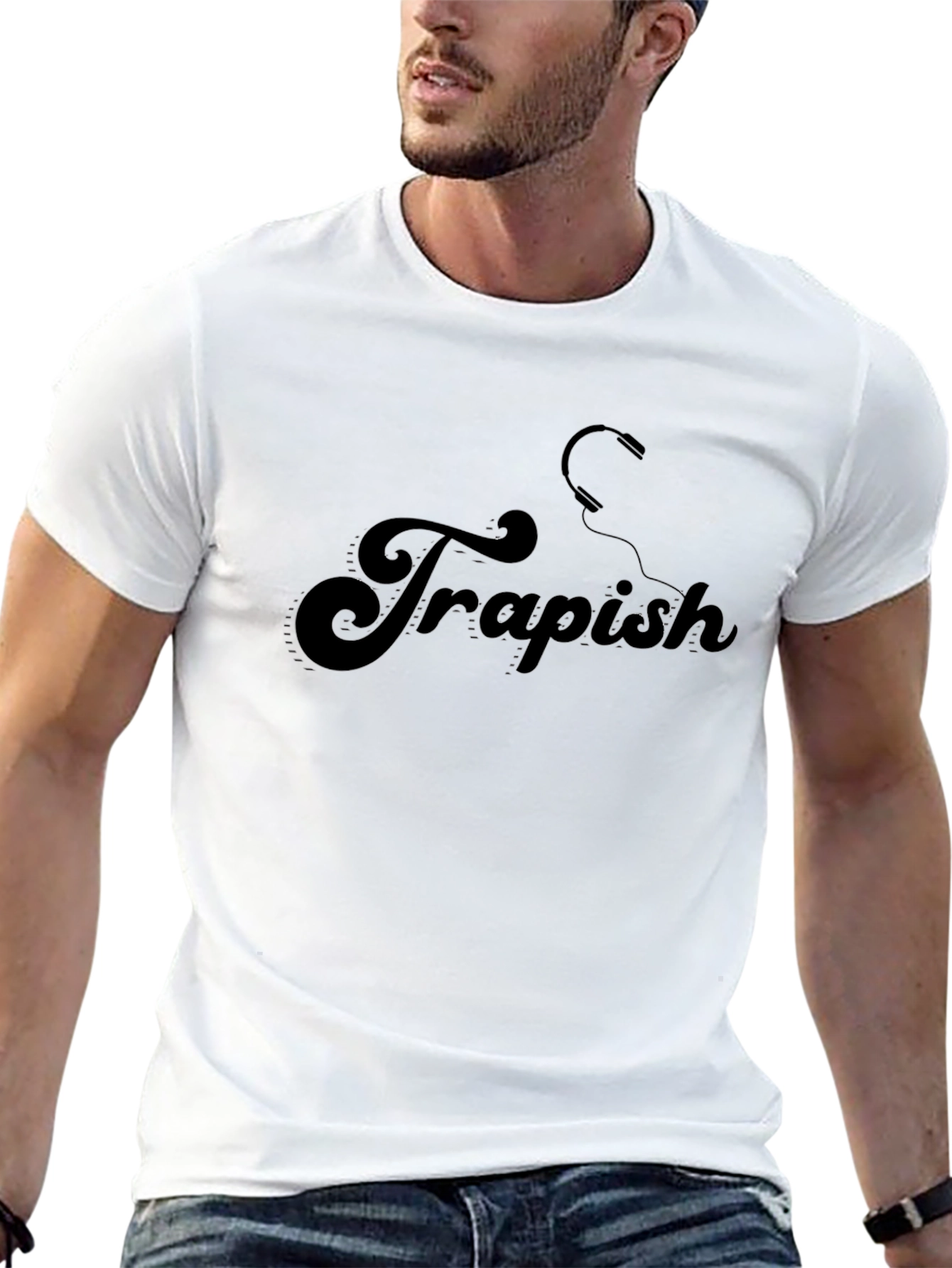 Trapish Graphic Tee - Stylish Black Cotton T-Shirt
