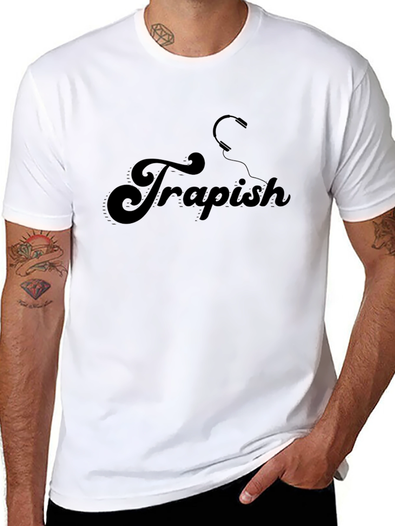 Trapish Graphic Tee - Stylish Black Cotton T-Shirt