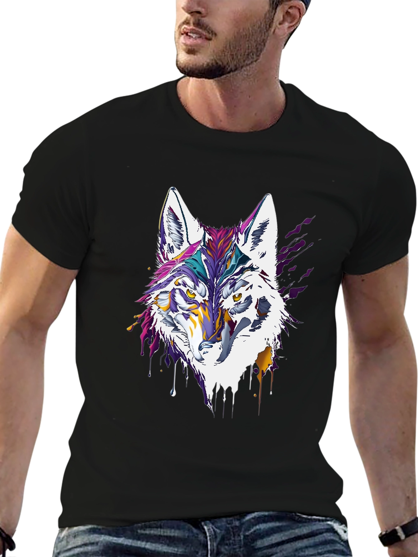 Artistic Wolf Graphic Tee - Modern Style