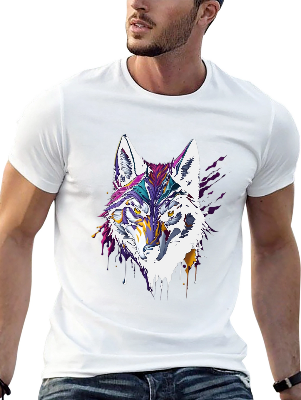 Artistic Wolf Graphic Tee - Modern Style