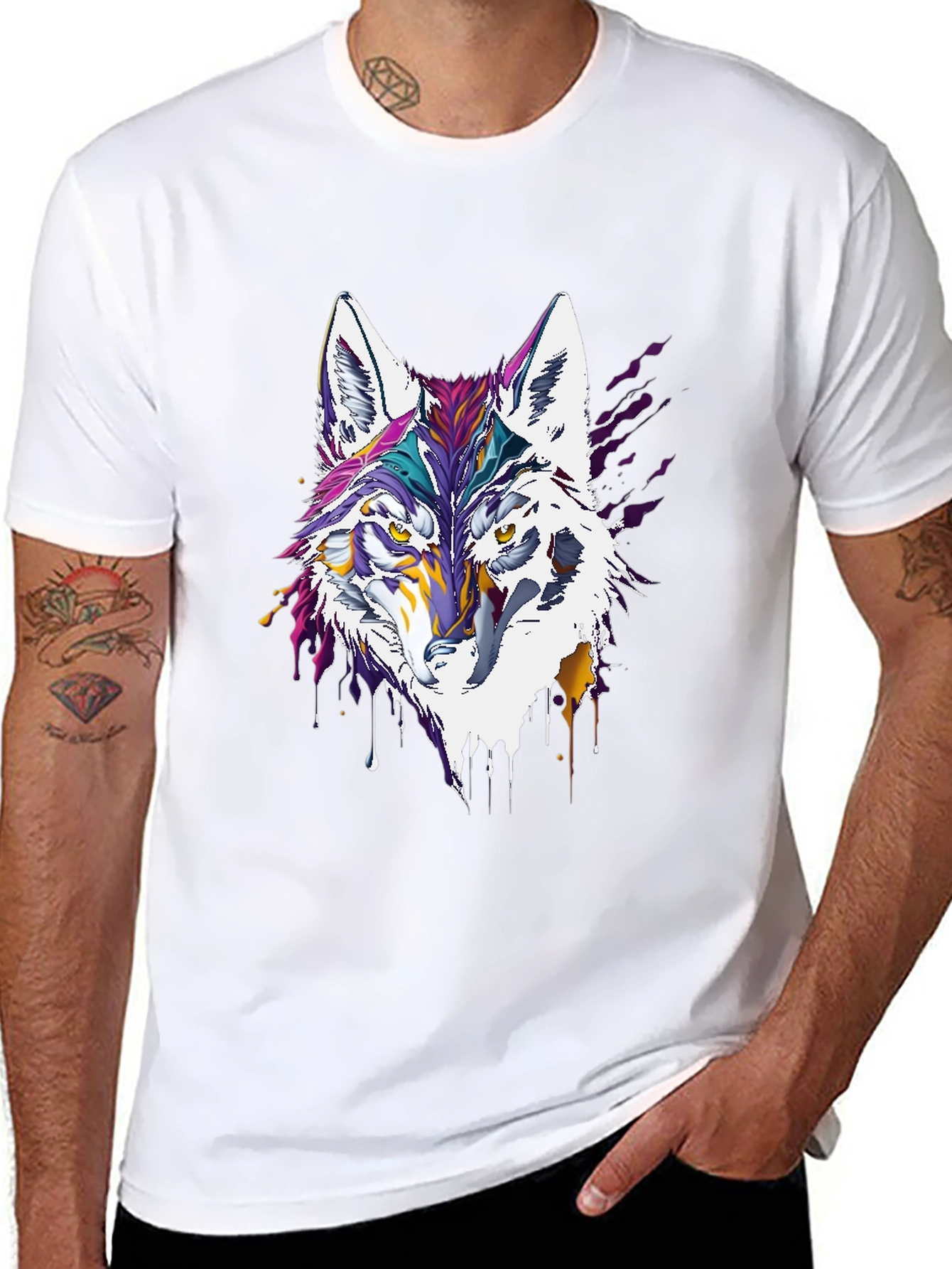 Artistic Wolf Graphic Tee - Modern Style