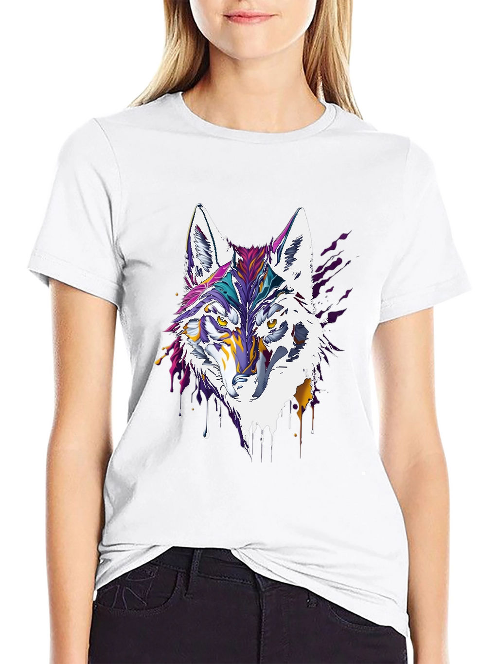 Artistic Wolf Graphic Tee - Modern Style