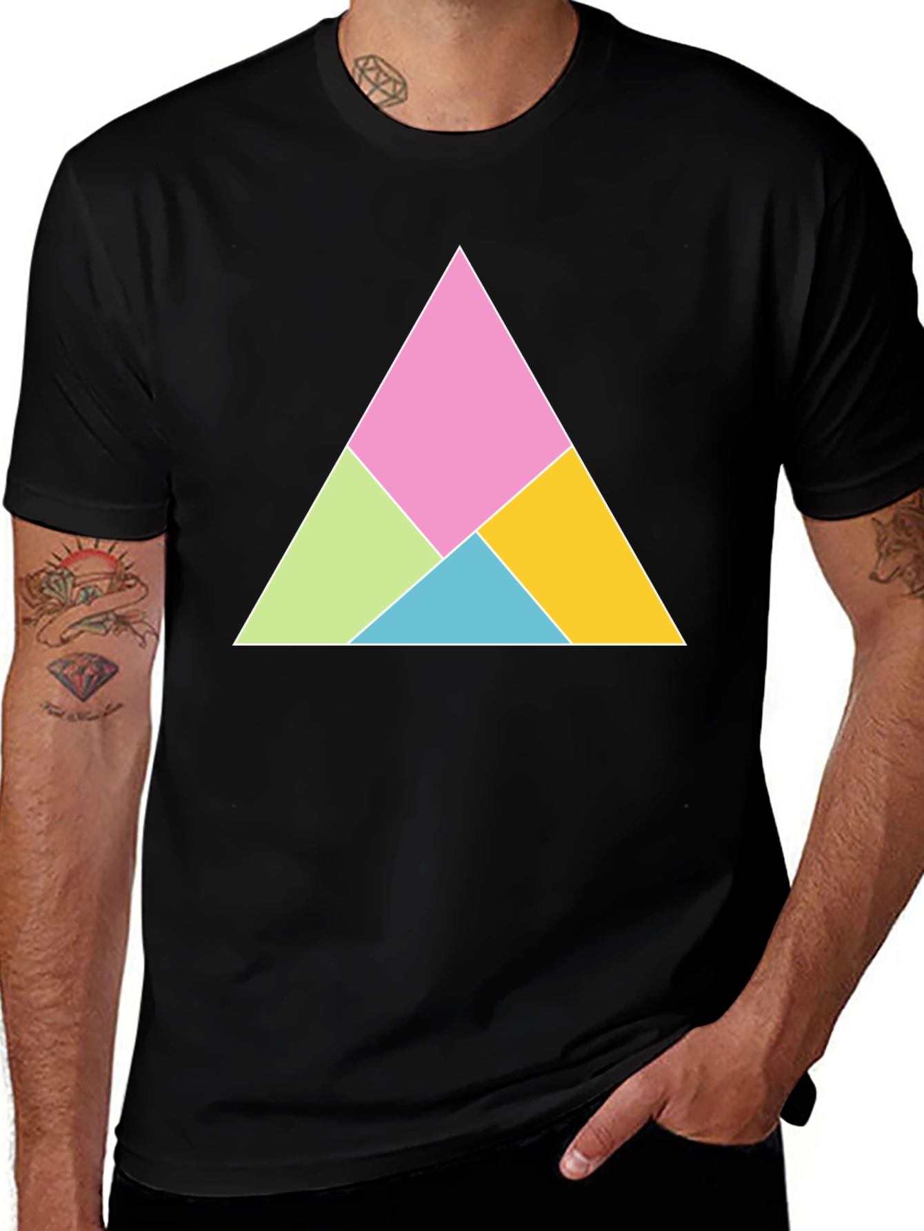 Geometric Triangle Graphic Tee - Modern Design