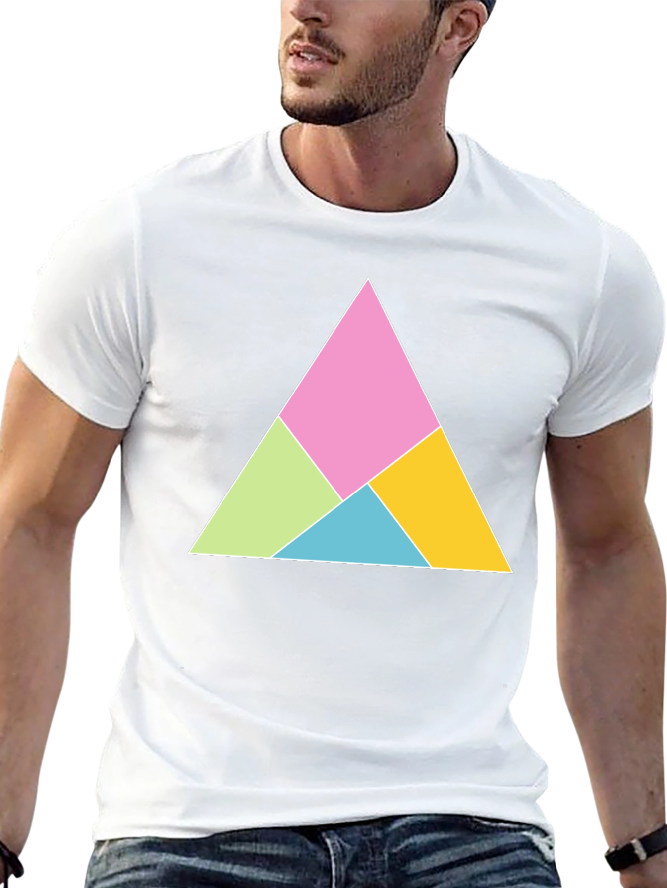 Geometric Triangle Graphic Tee - Modern Design
