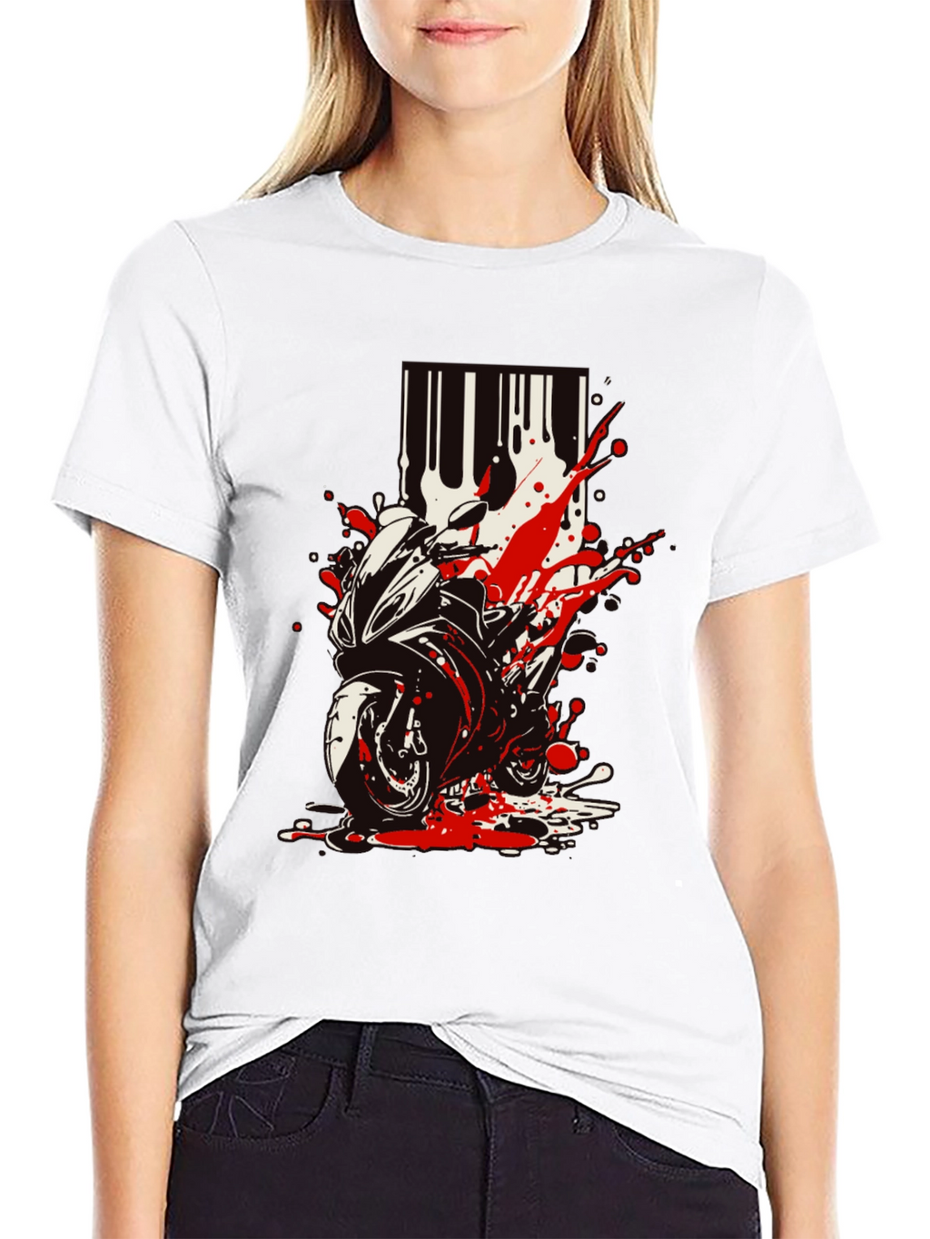 Motorcycle Splatter Graphic Tee - Black