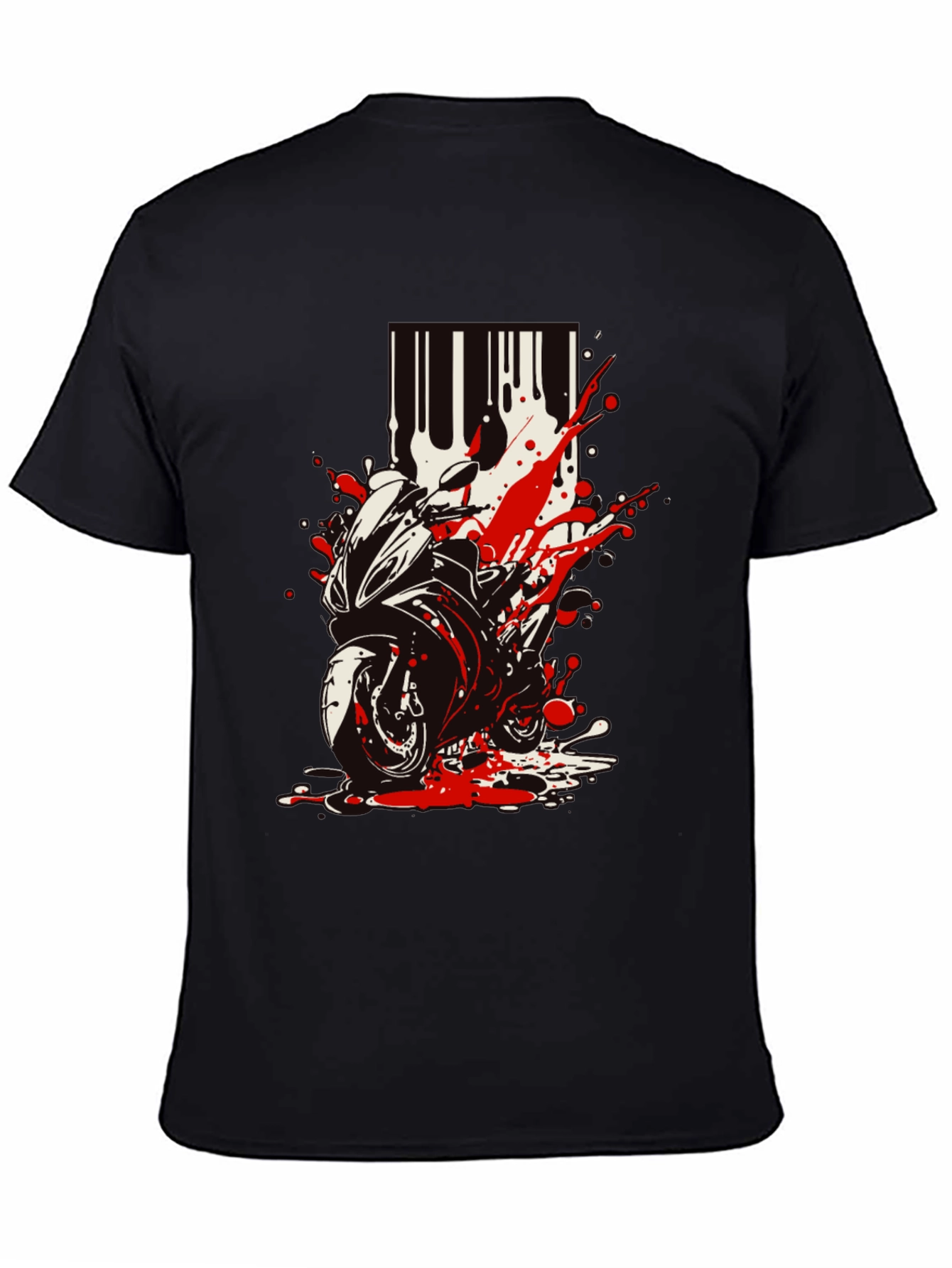 Motorcycle Splatter Graphic Tee - Black