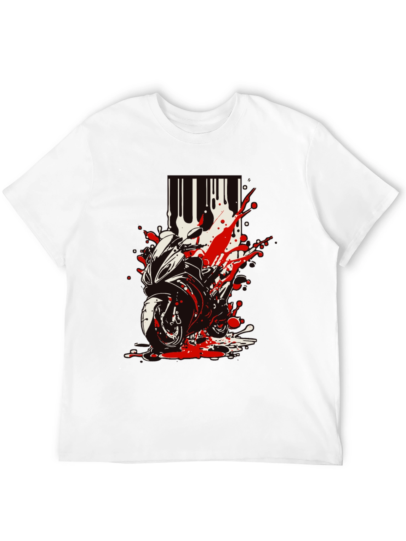 Motorcycle Splatter Graphic Tee - Black