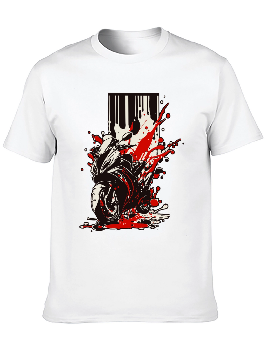 Motorcycle Splatter Graphic Tee - Black