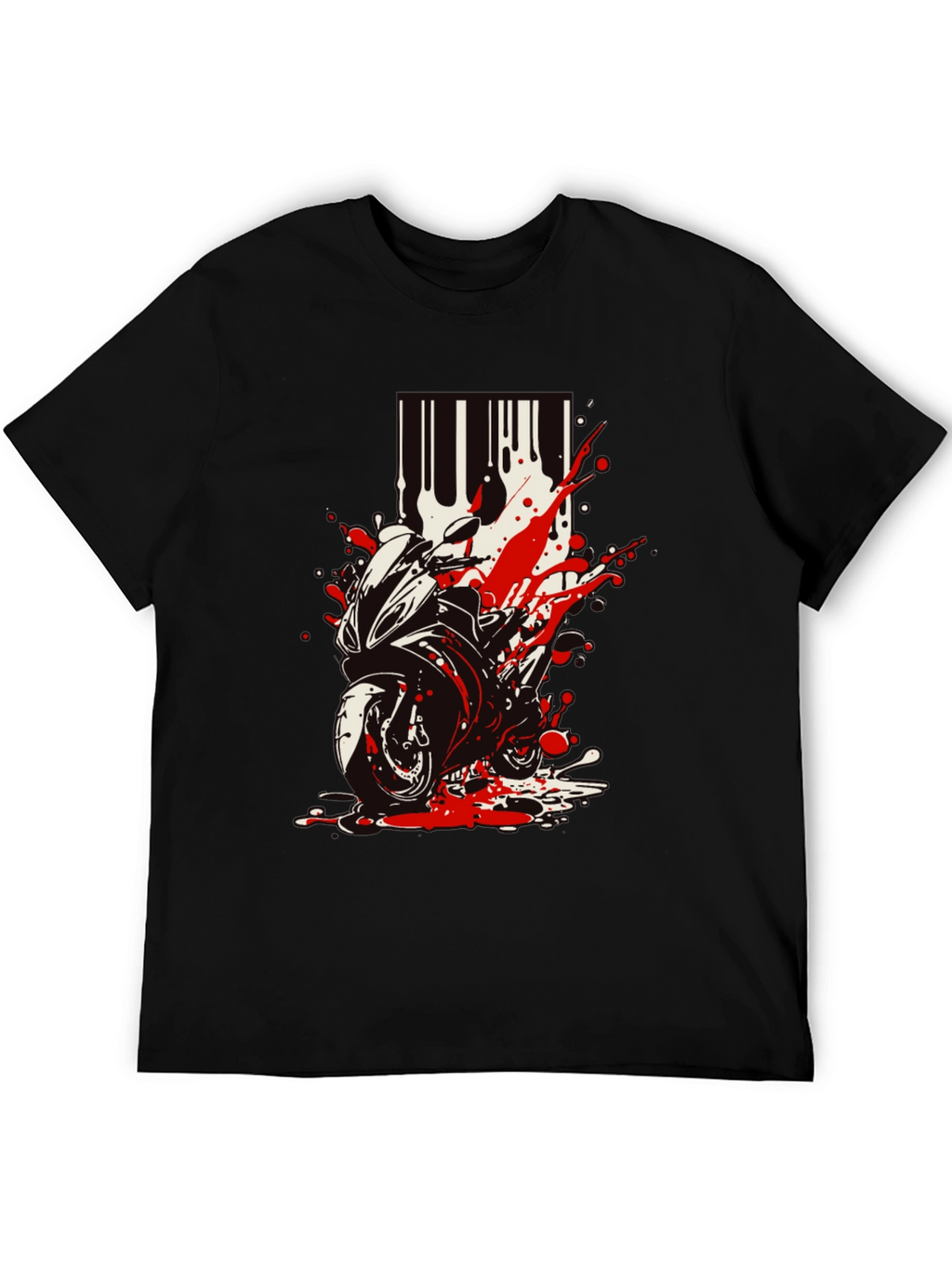 Motorcycle Splatter Graphic Tee - Black