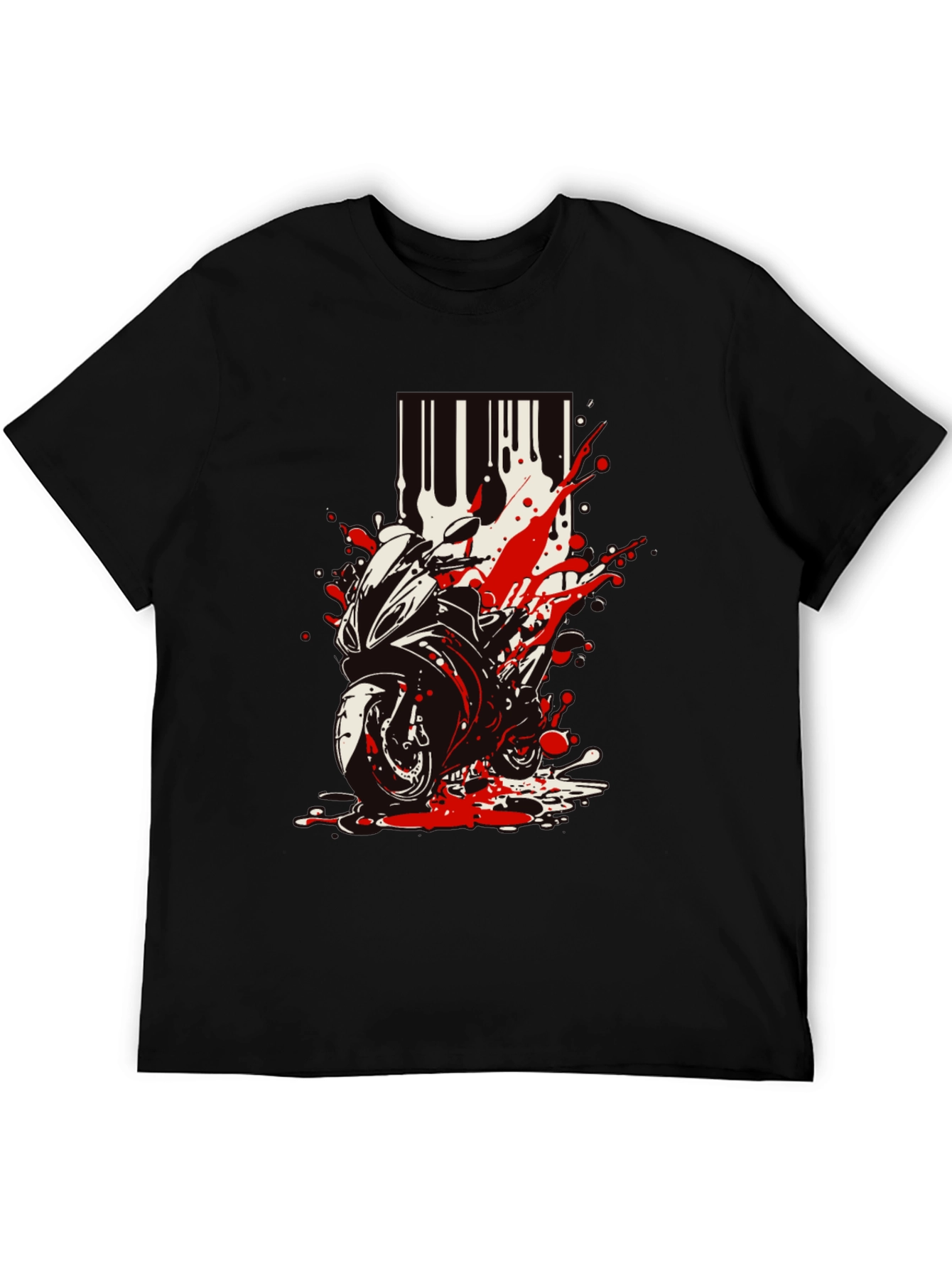 Motorcycle Splatter Graphic Tee - Black