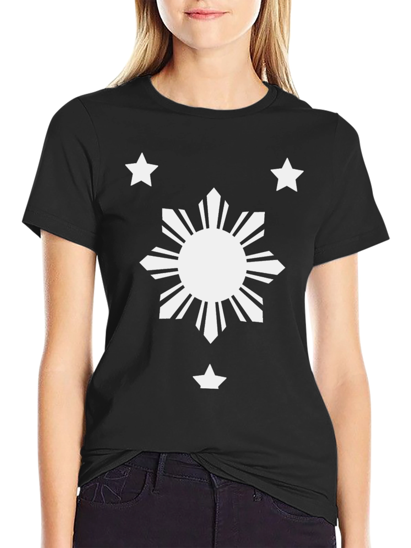 Filipino Flag T-Shirt - Black Cotton