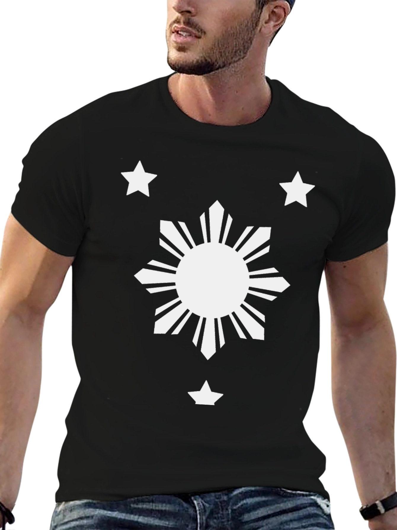 Filipino Flag T-Shirt - Black Cotton