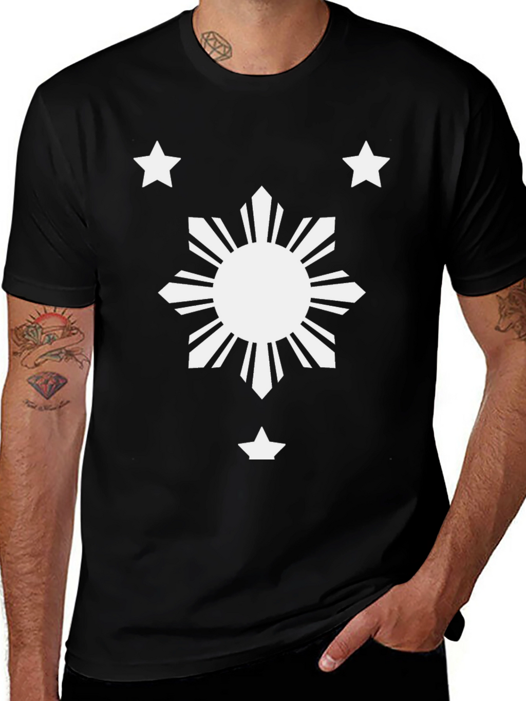 Filipino Flag T-Shirt - Black Cotton