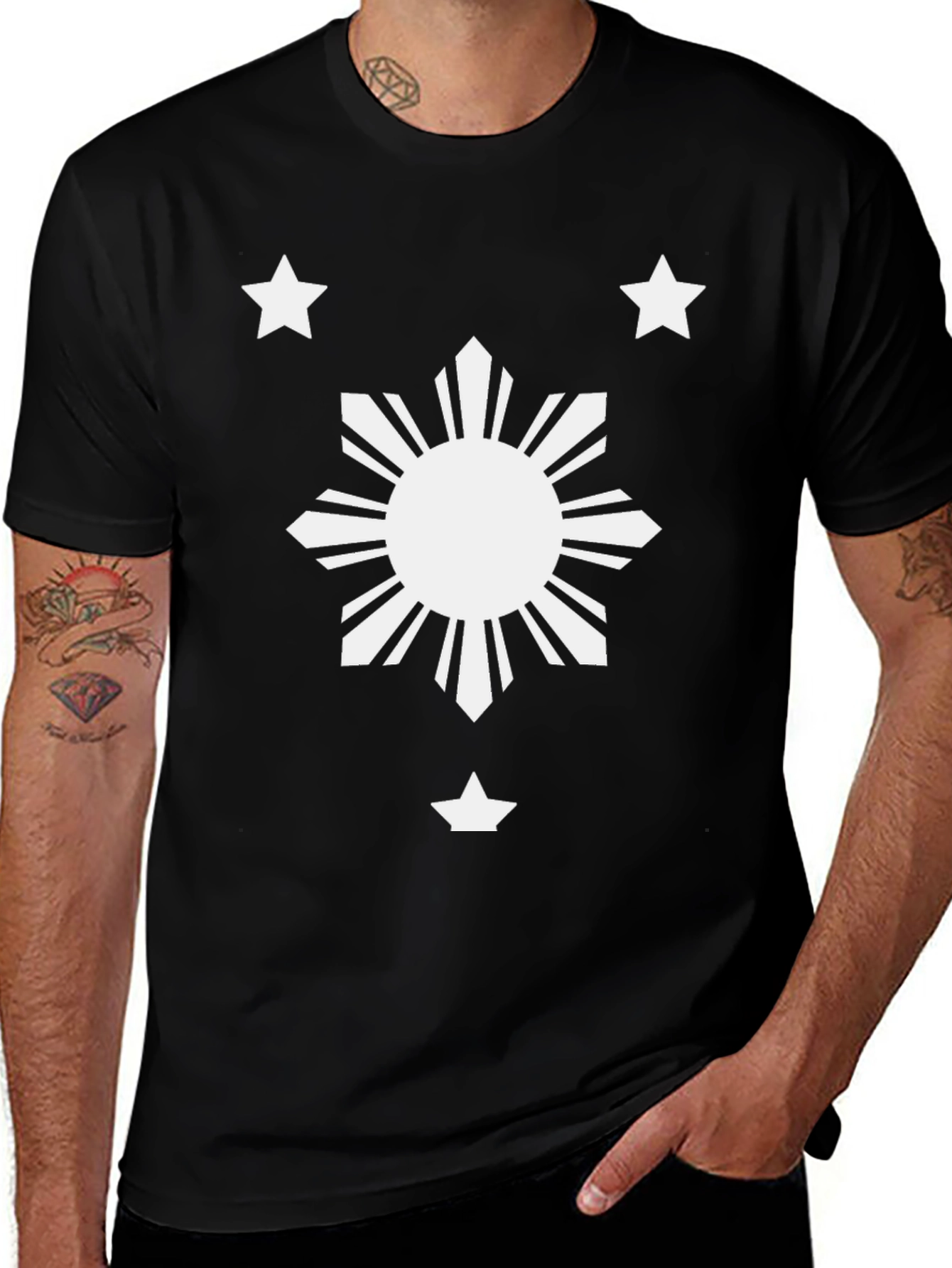 Filipino Flag T-Shirt - Black Cotton