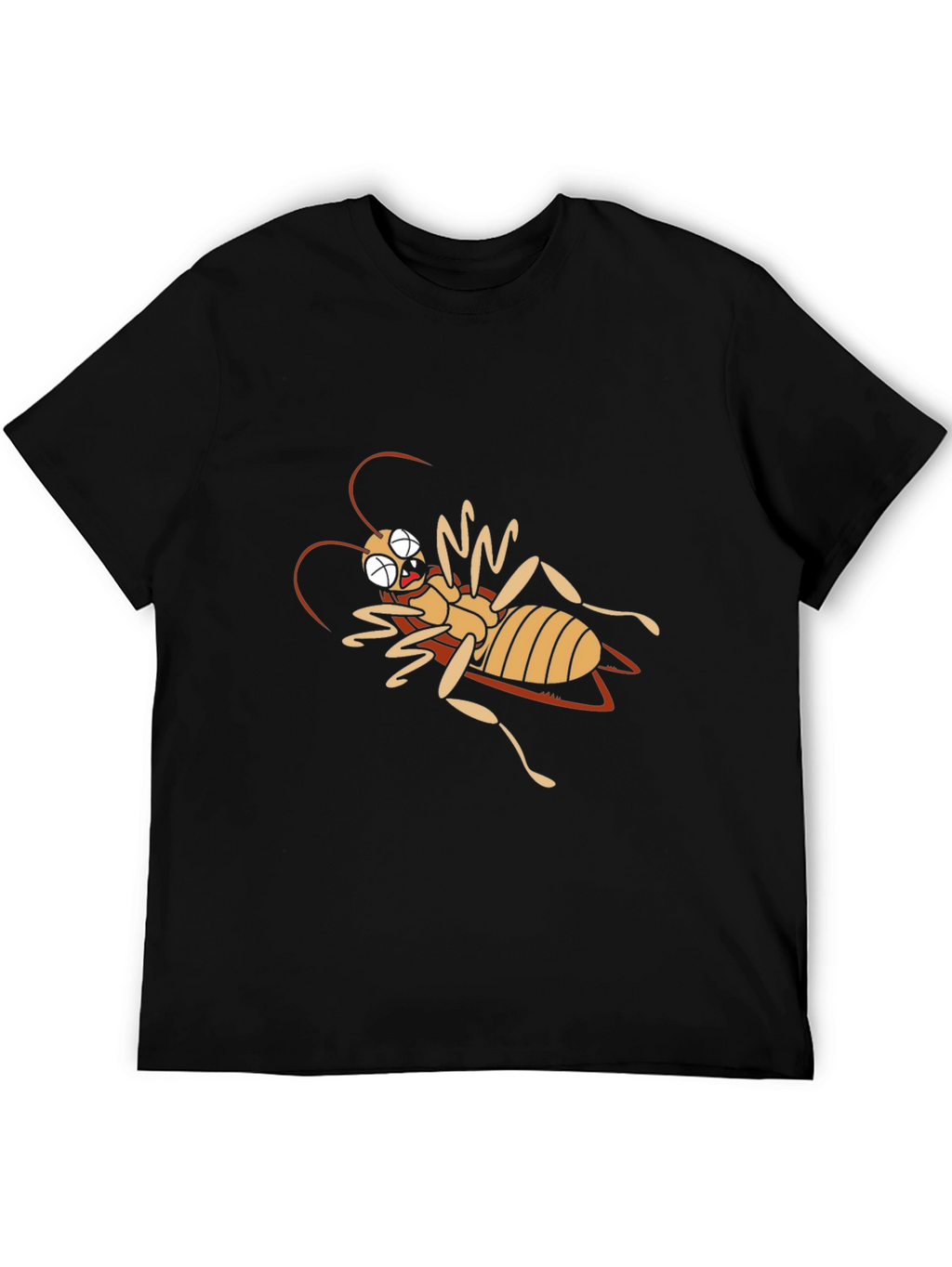 Cartoon Cockroach Black T-Shirt