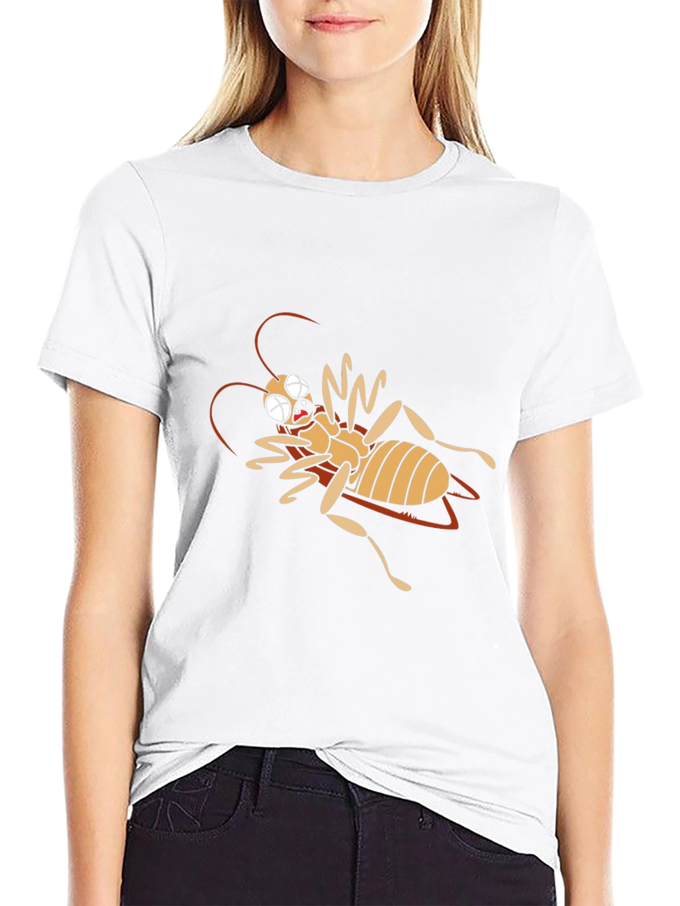 Cartoon Cockroach Black T-Shirt
