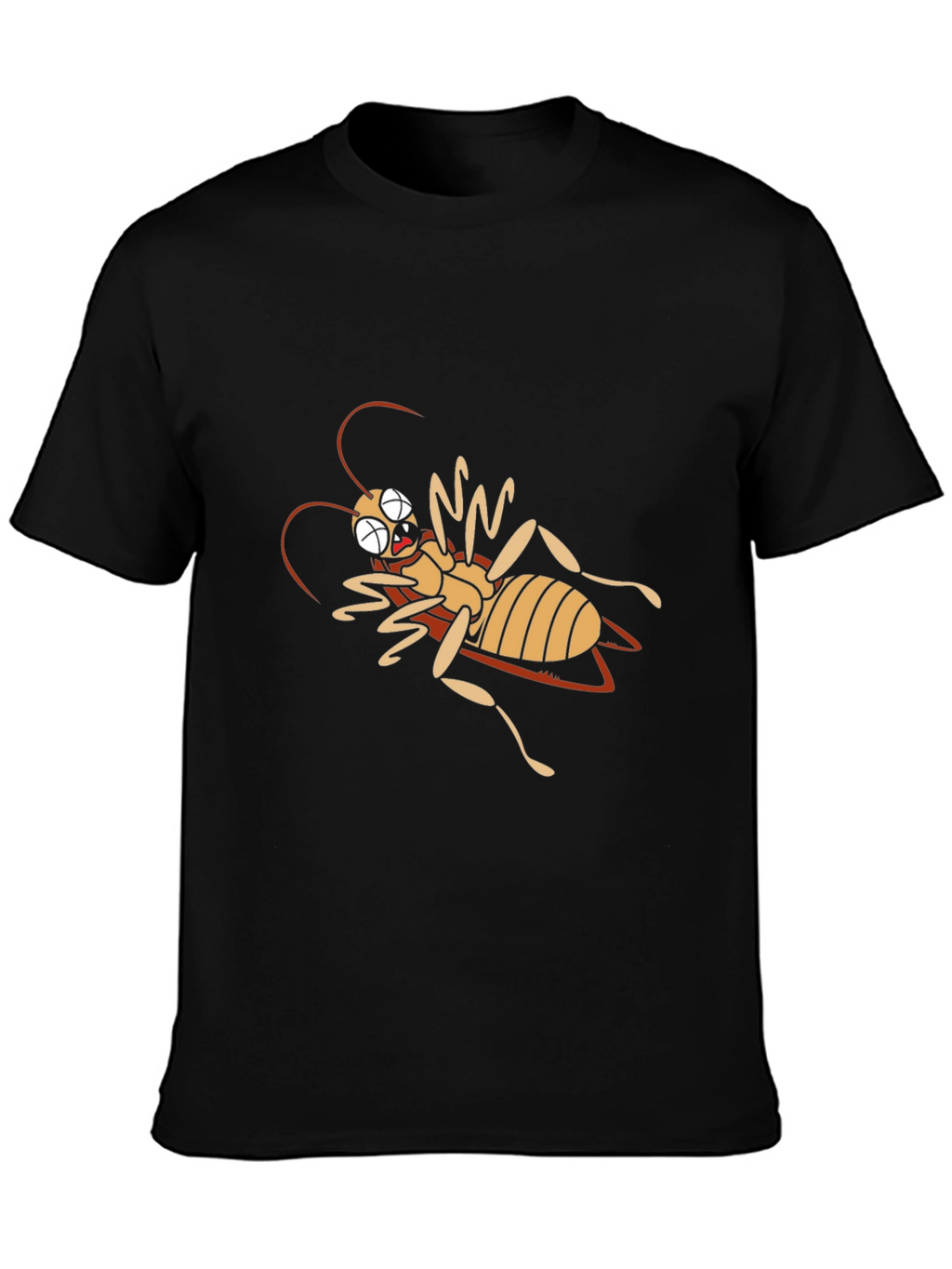 Cartoon Cockroach Black T-Shirt