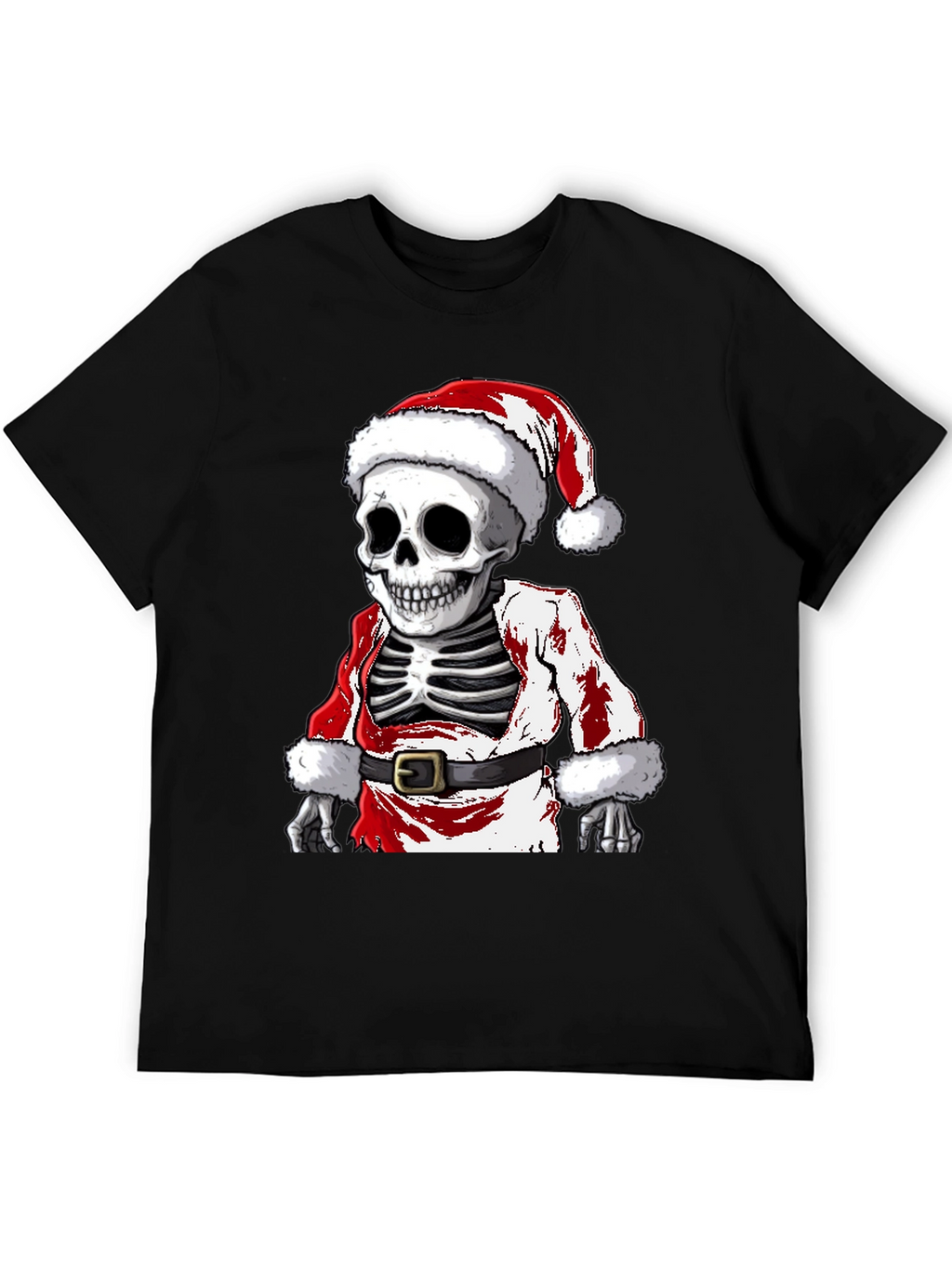 Skeleton Santa Graphic Tee - Holiday Spooky T-Shirt