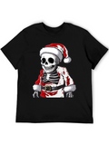 Skeleton Santa Graphic Tee - Holiday Spooky T-Shirt