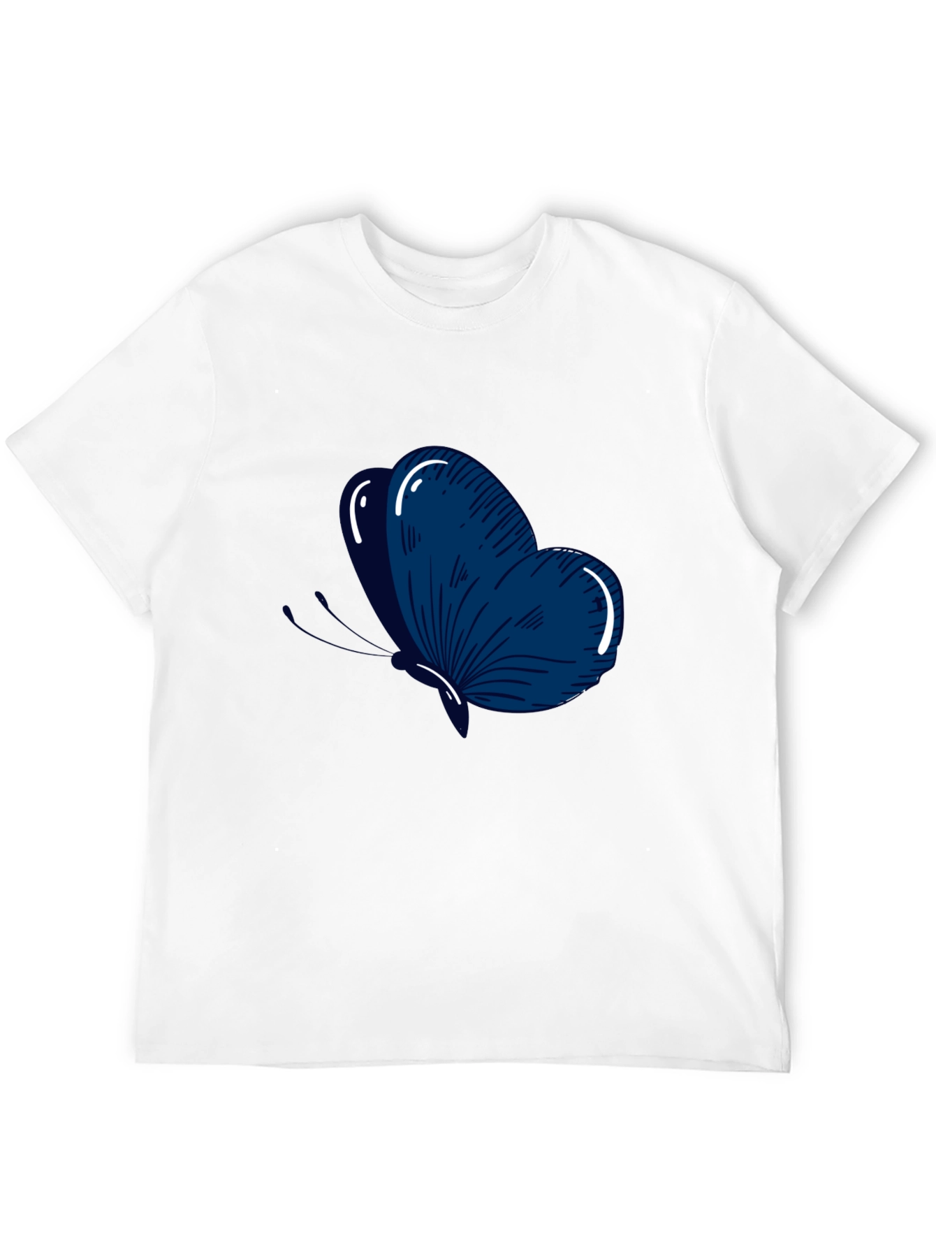 Mens Black T-Shirt with Blue Butterfly Graphic