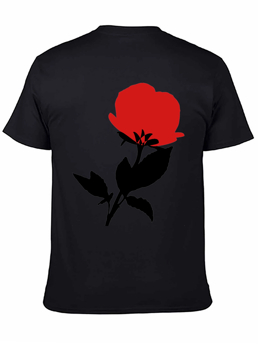 Red Rose Graphic Black T-Shirt