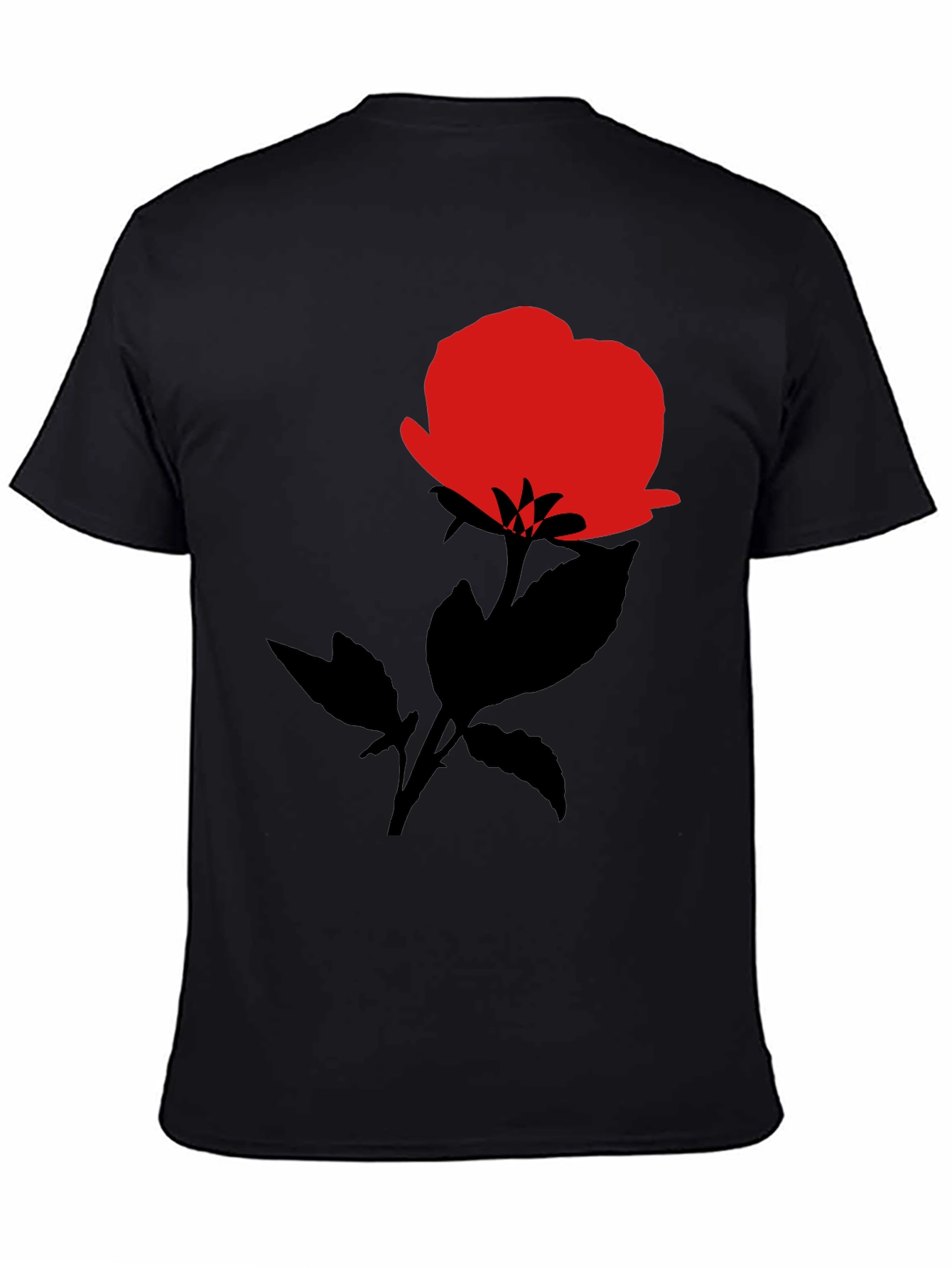 Red Rose Graphic Black T-Shirt