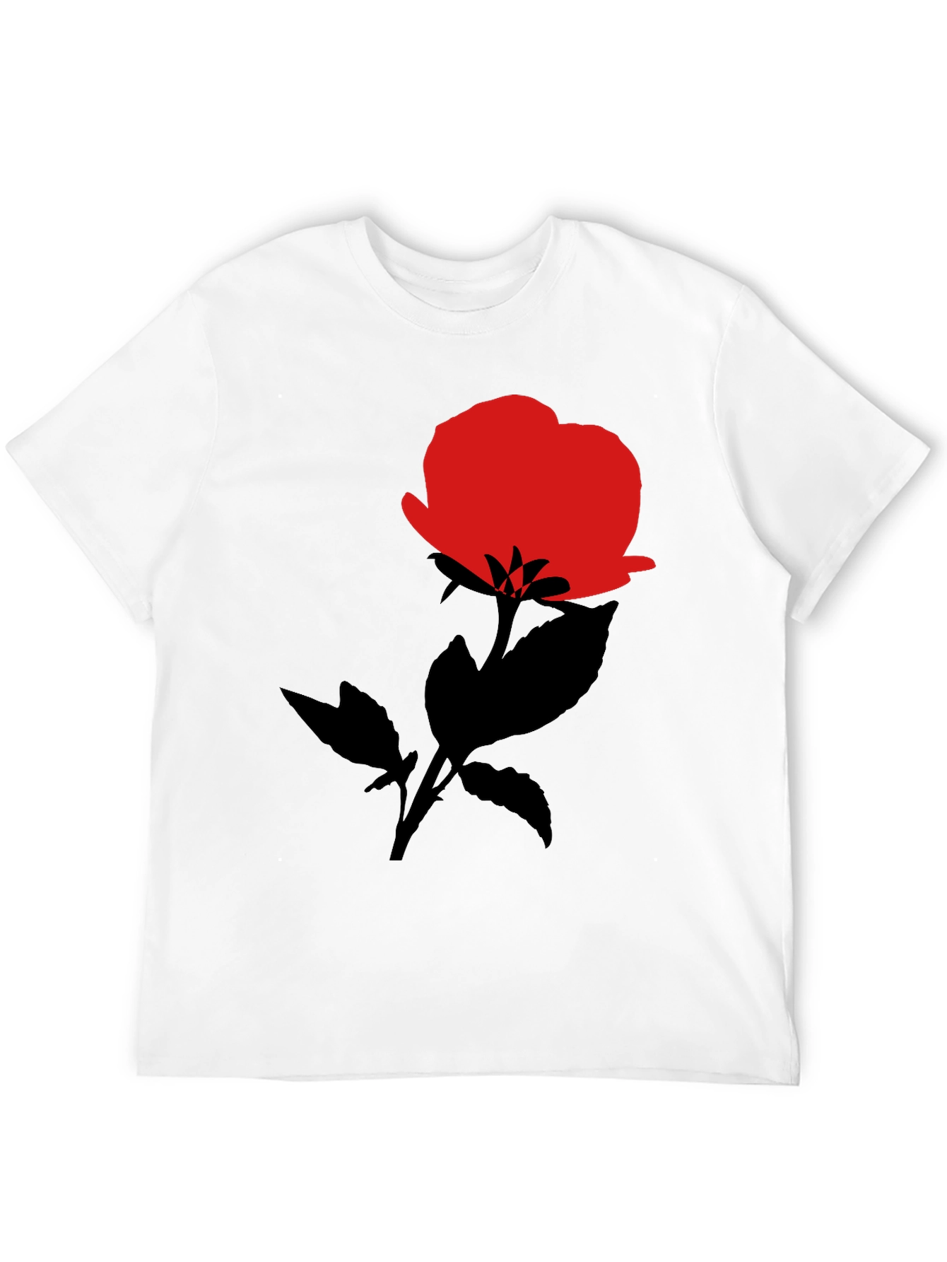 Red Rose Graphic Black T-Shirt