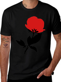 Red Rose Graphic Black T-Shirt