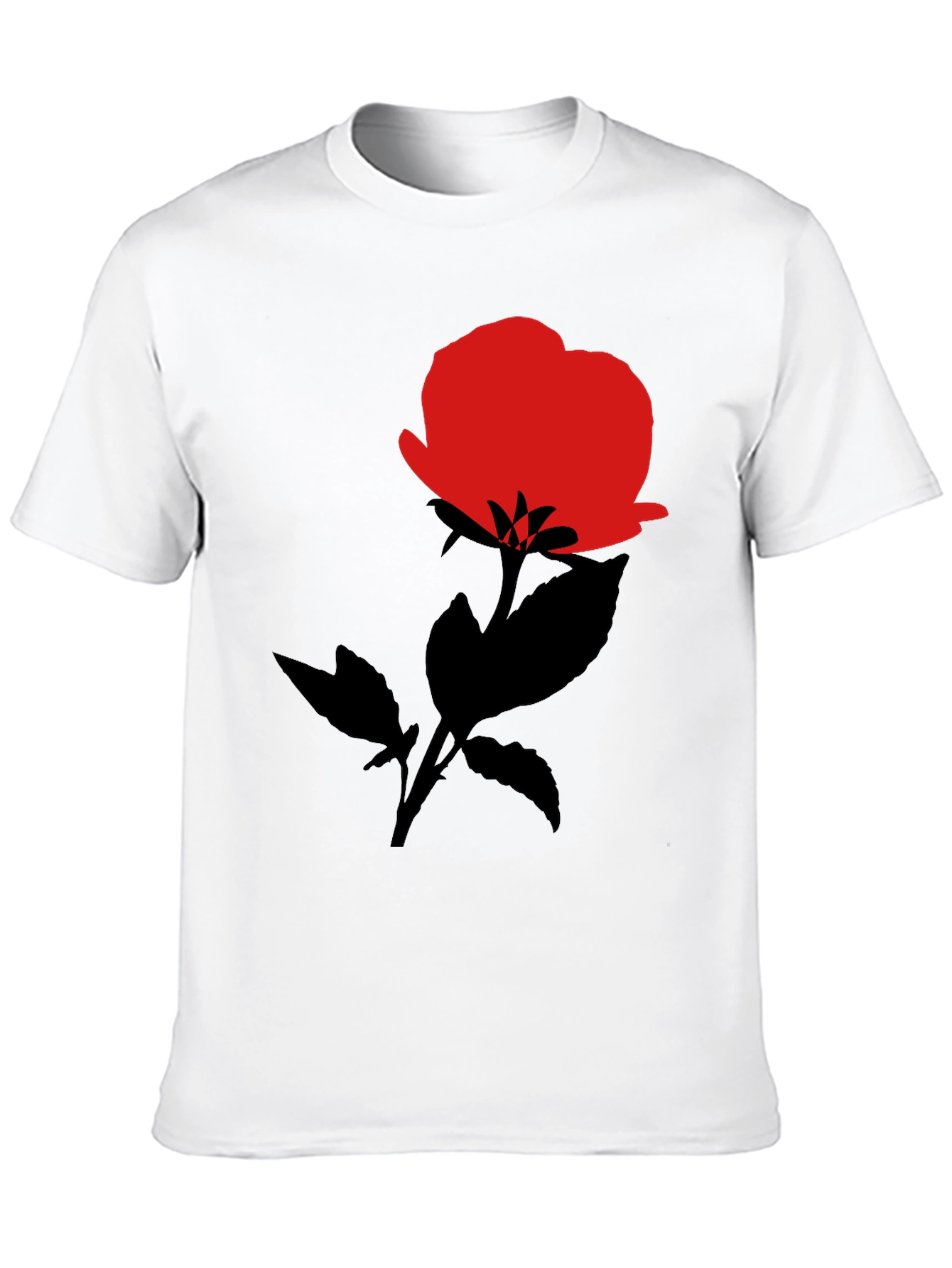 Red Rose Graphic Black T-Shirt