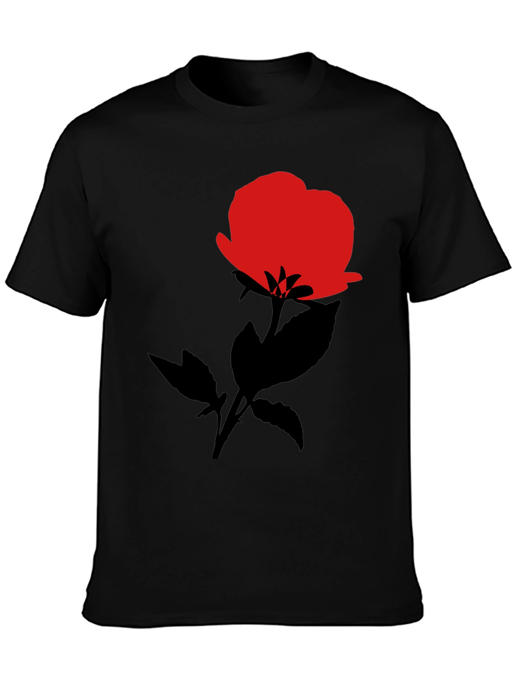Red Rose Graphic Black T-Shirt