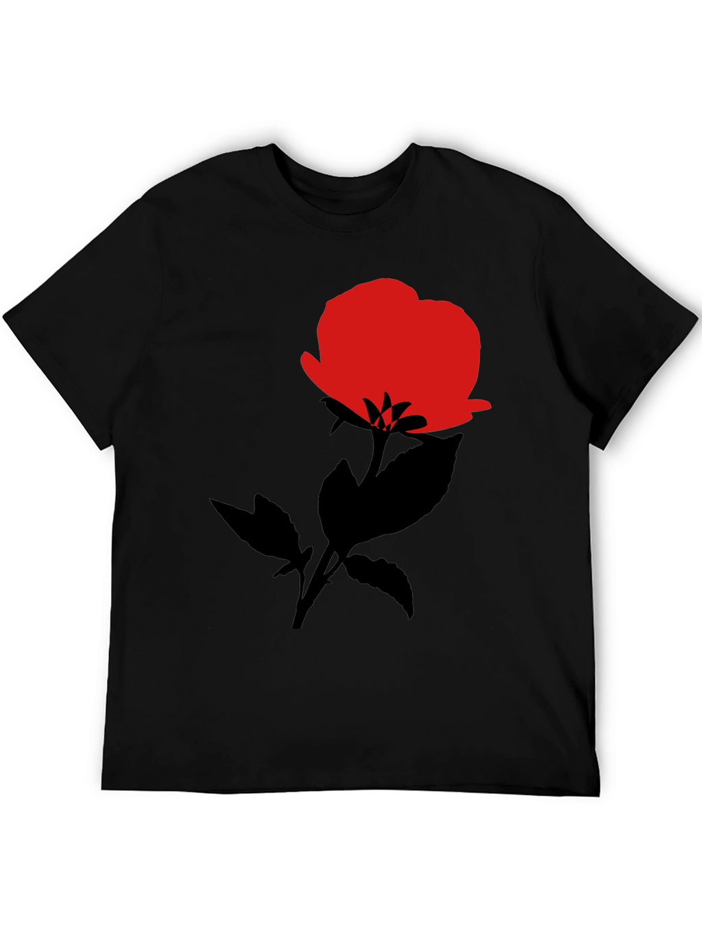 Red Rose Graphic Black T-Shirt